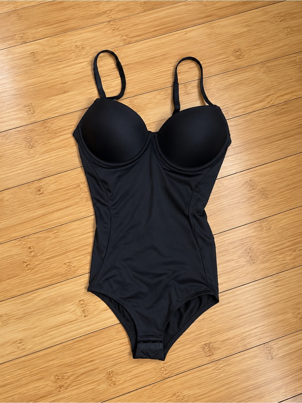 Black Women’s One-Piece Swimsuit with Built-In Cups